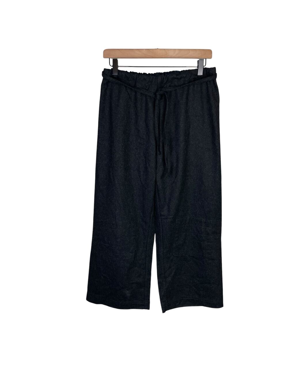 Ralph Lauren Charcoal Grey Wool Blend Adjustable Waist Wide Leg Cropped Pants